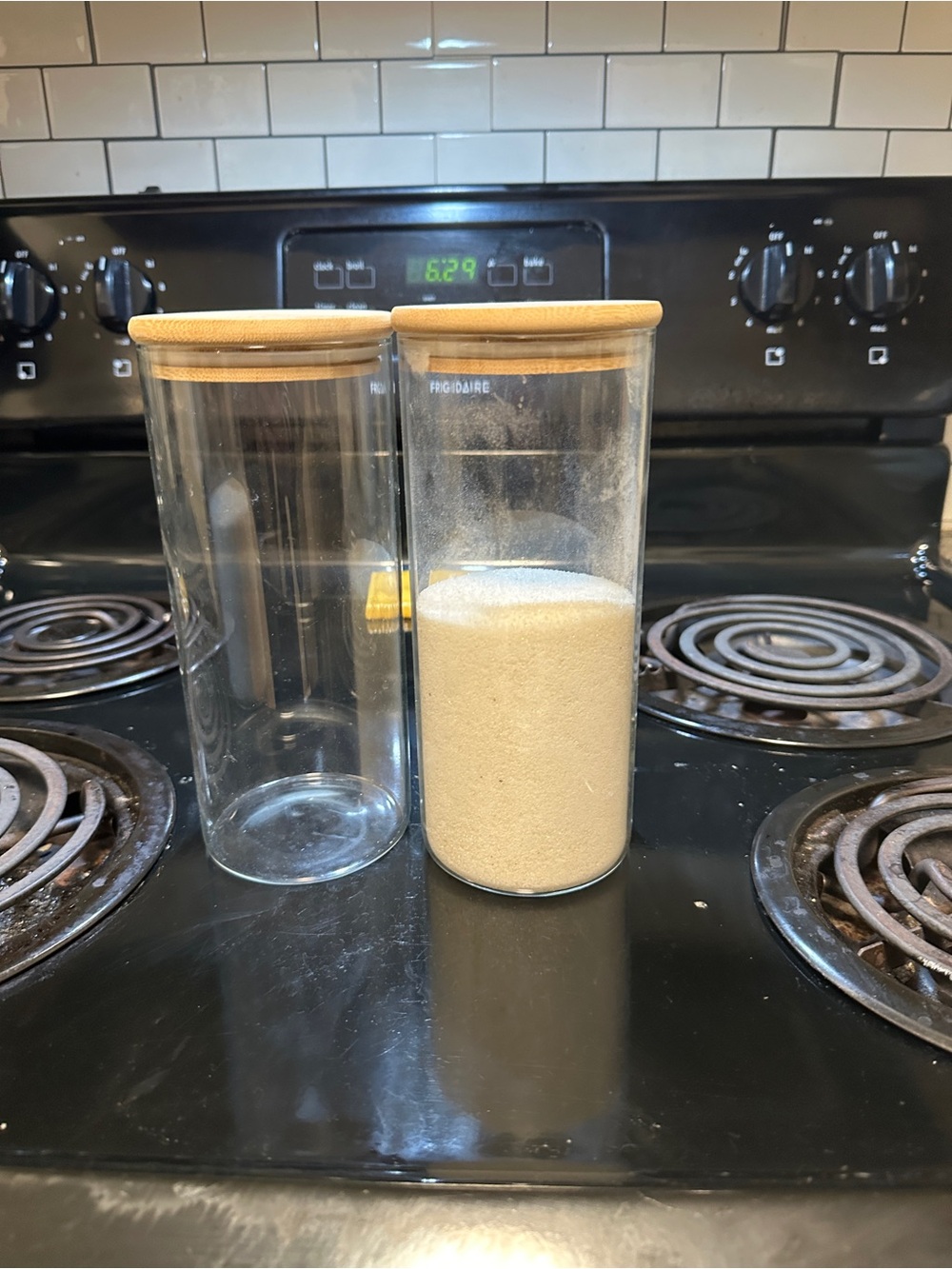 Clear Glass Storage Jar with Wooden Lid - Natural